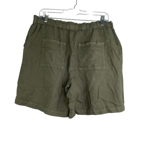 Purejill Garment Dyed Linen Olive Green Shorts Women's Medium NWT 100% Linen - Picture 4 of 12